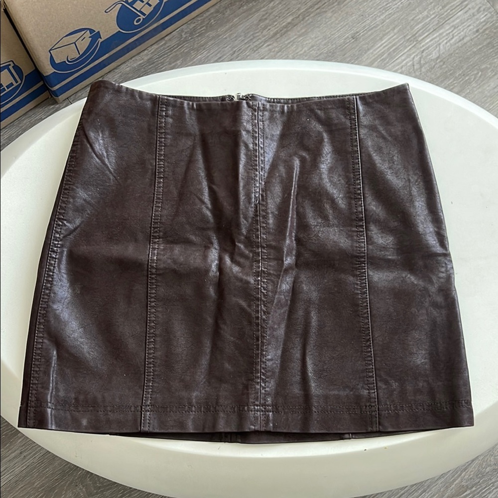 FP Maroon/Brown Leather Skirt